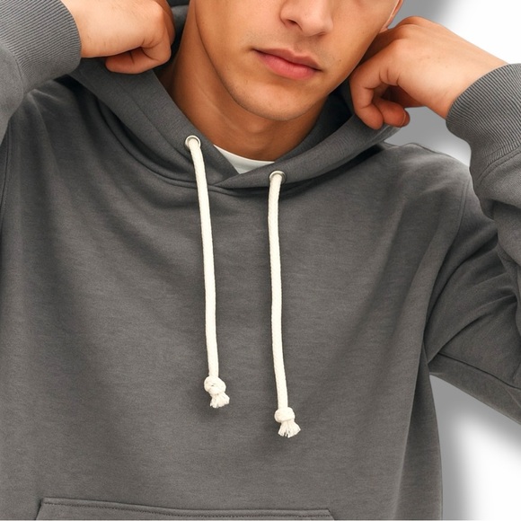 Heather Gray Fleece Hoodie | Soft Cotton Pullover Unisex Fit Essential - Picture 2 of 3